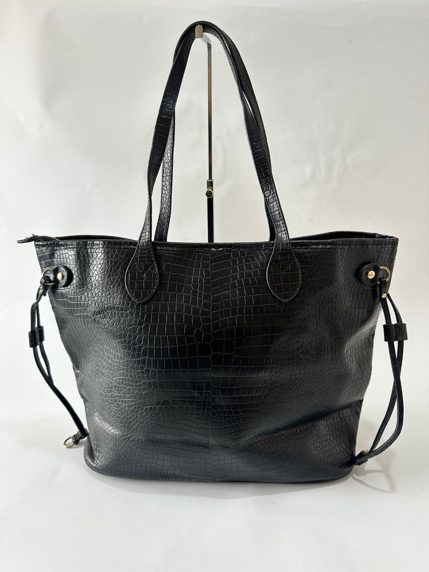 VIVIENNE WESTWOOD Black croc embossed Leather Tote