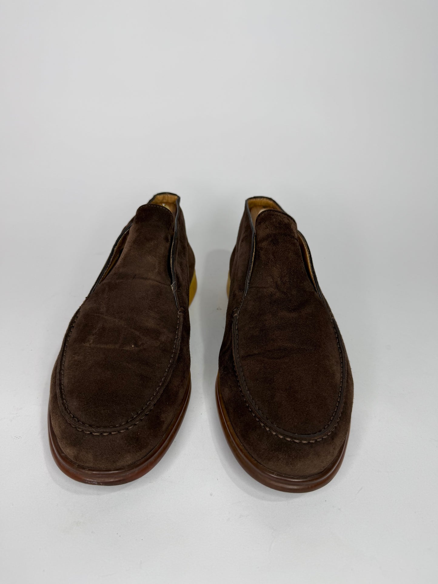 Loro Piana Open Walk Dark Brown Suede Ankle Length Boots