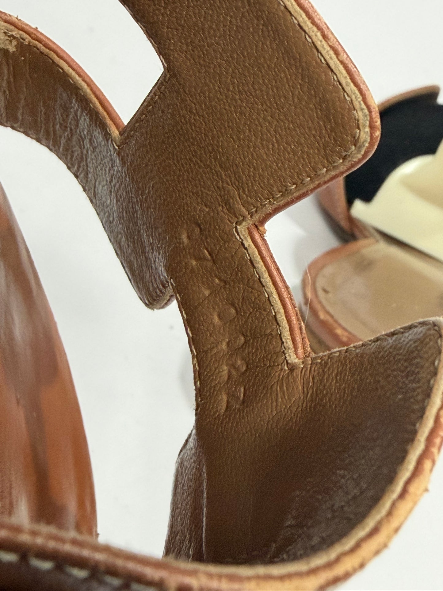 Hermes Brown Leather Oasis Slide Sandals Size 37 EU/ 7 US/ 4 UK