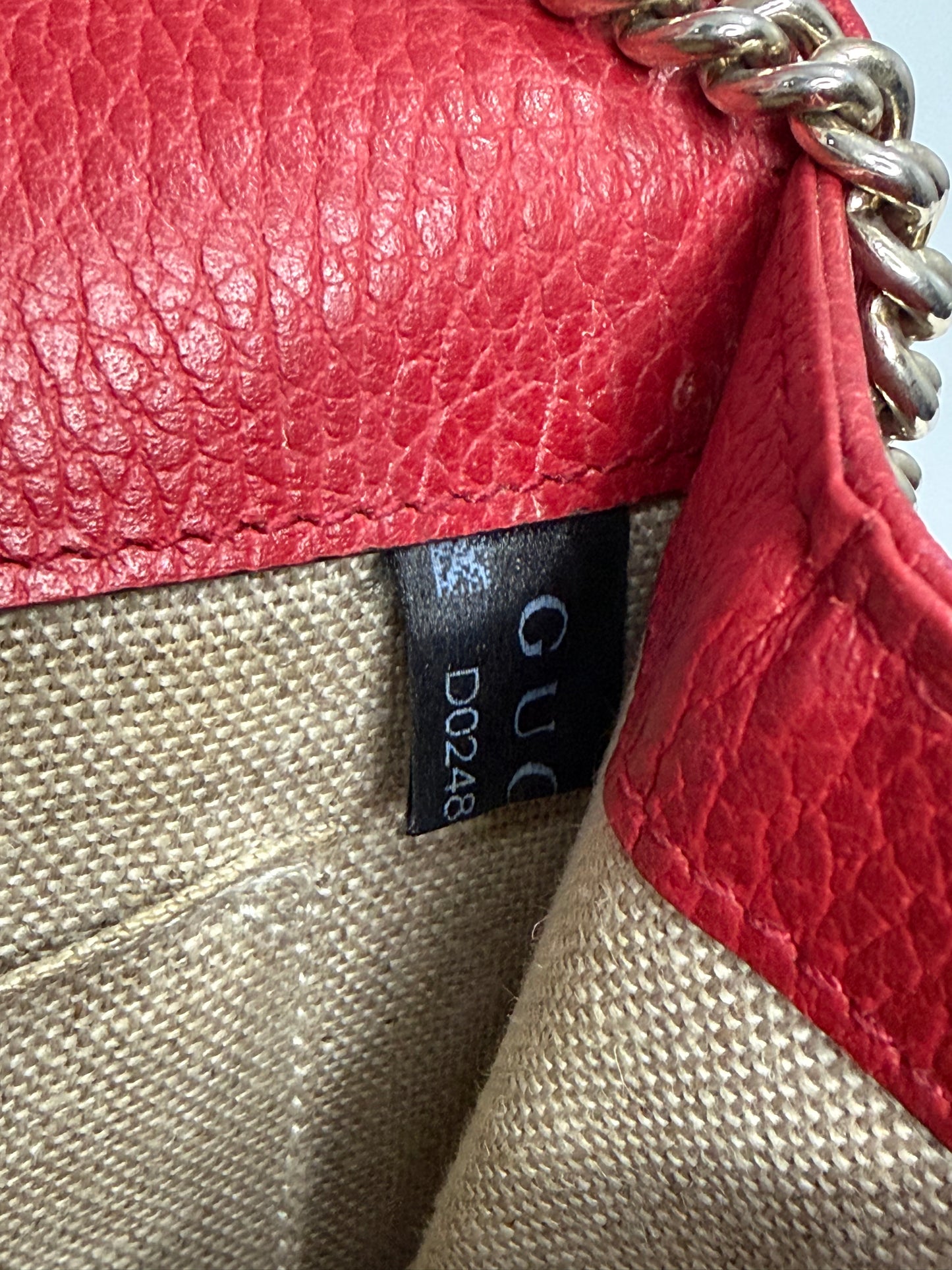 Gucci Red Leather Interlocking G Chain Shoulder Bag