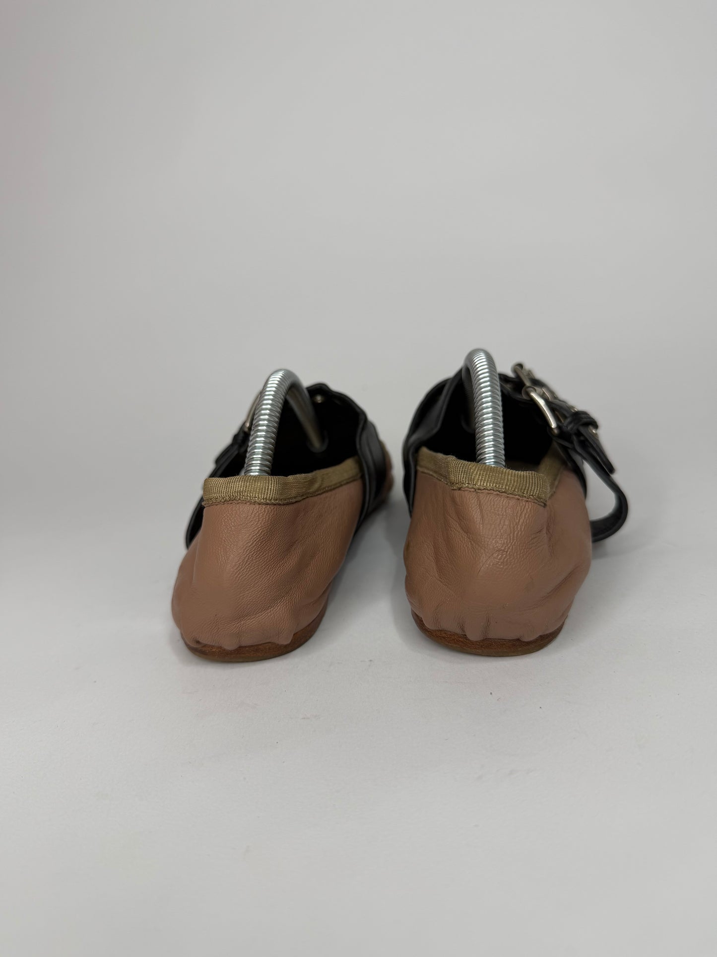 Miu Miu Brown Leather Buckle Detail Bow Ballet Flats Size 35 EU/ 5 US