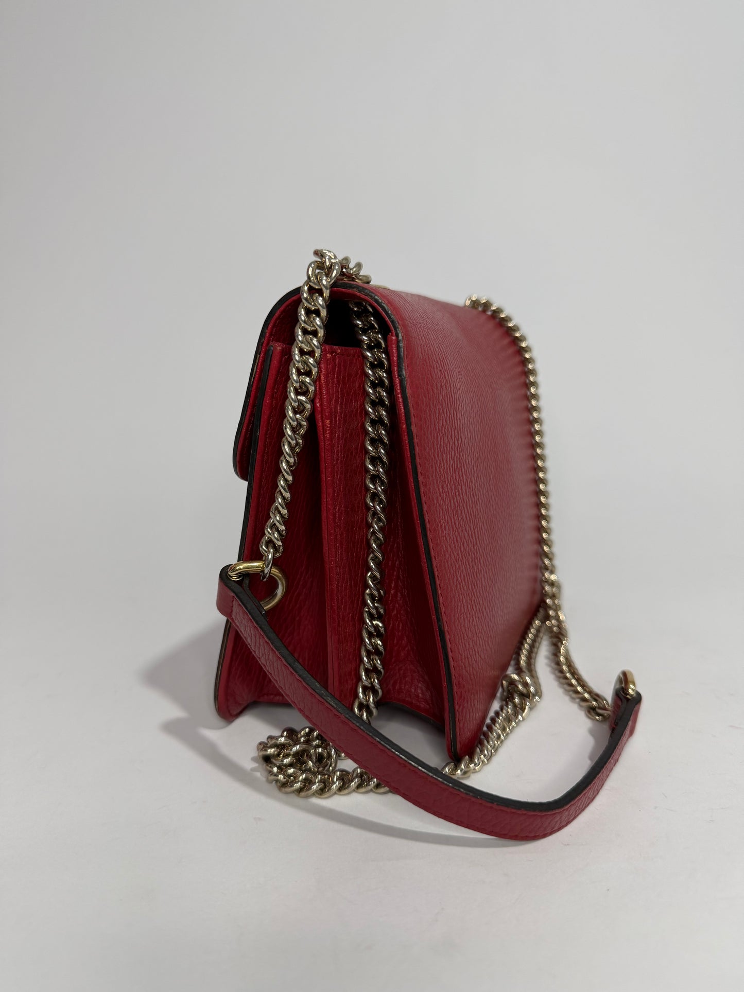 Gucci Red Leather Interlocking G Chain Shoulder Bag
