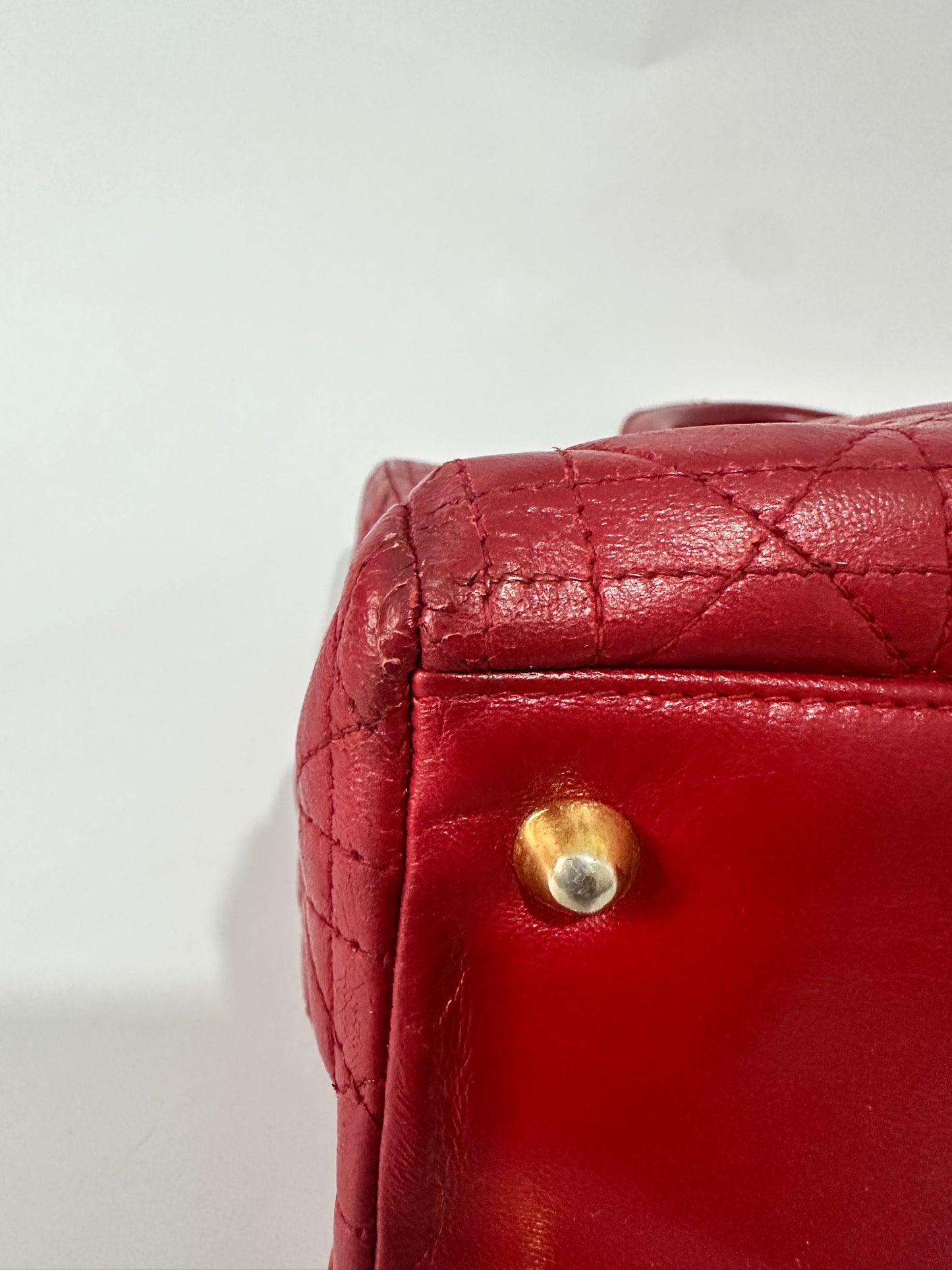 Dior Red Patent Leather Large Lady Dior Tote Bag
