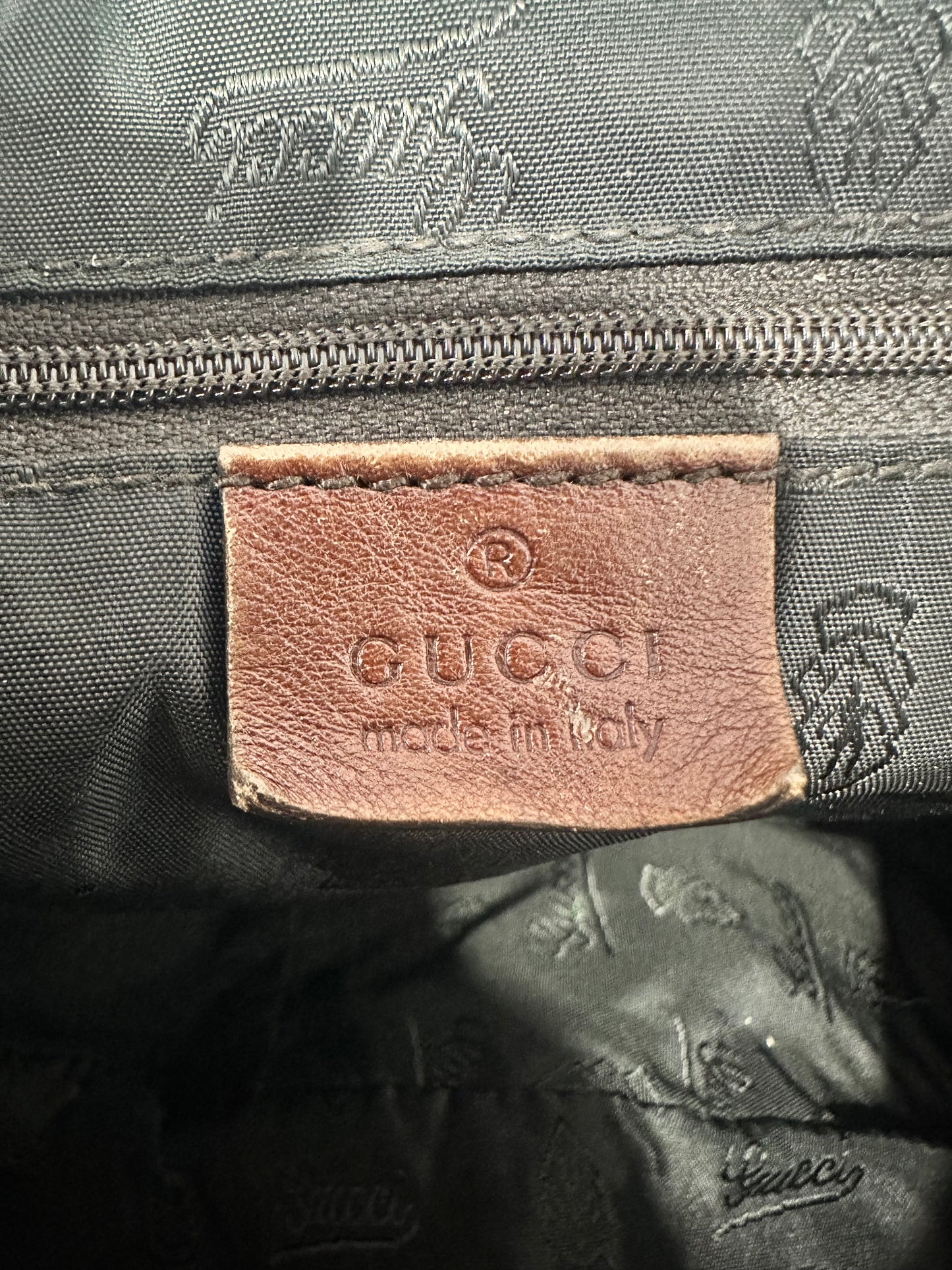 Gucci Vintage Coated Canvas Monogram Flap Shoulder Bag Ebony