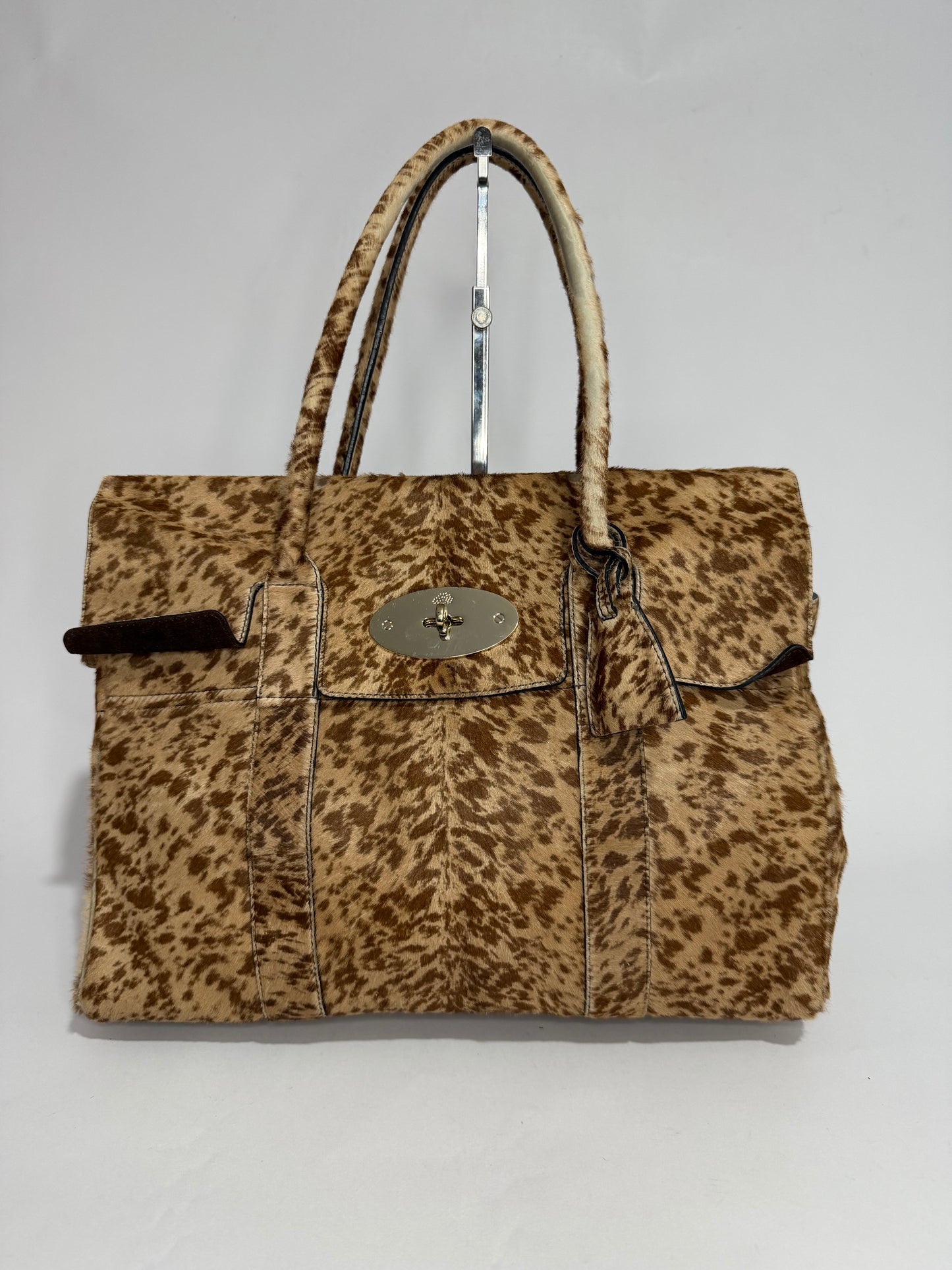 Mulberry Bayswater Pony Hair Leopard Print Tote Bag Brown Calf Hair Leather