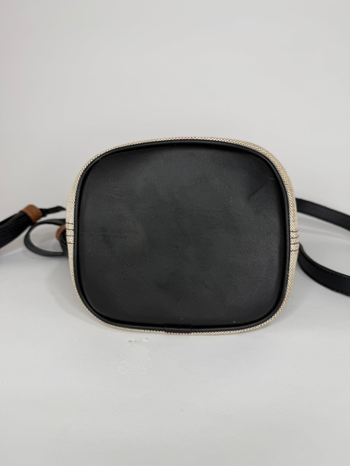 BURBERRY Canvas Mega Check Mini Ashby Tassel Crossbody Brown