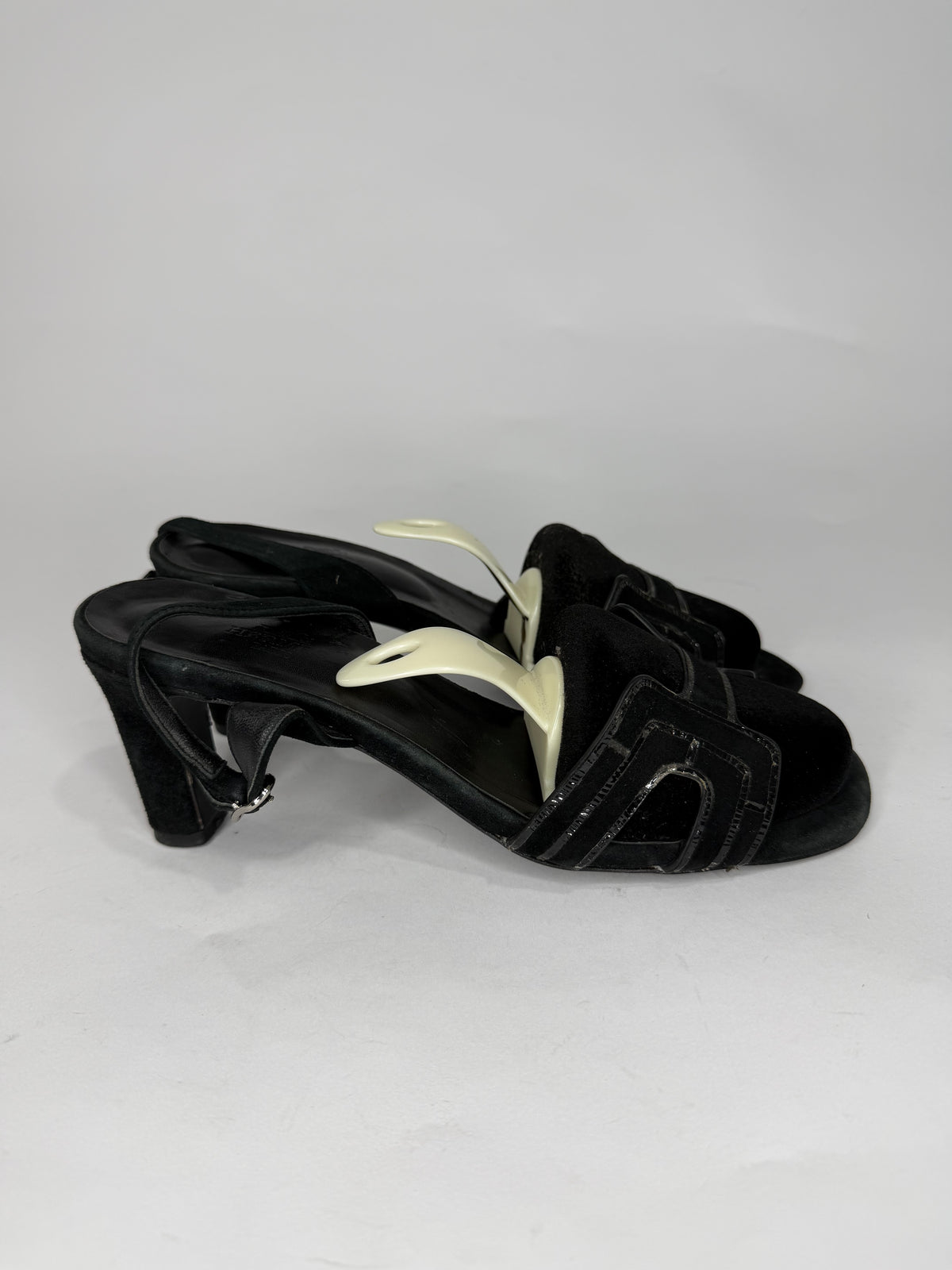 Hermes Heden 80 Black Suede sandal