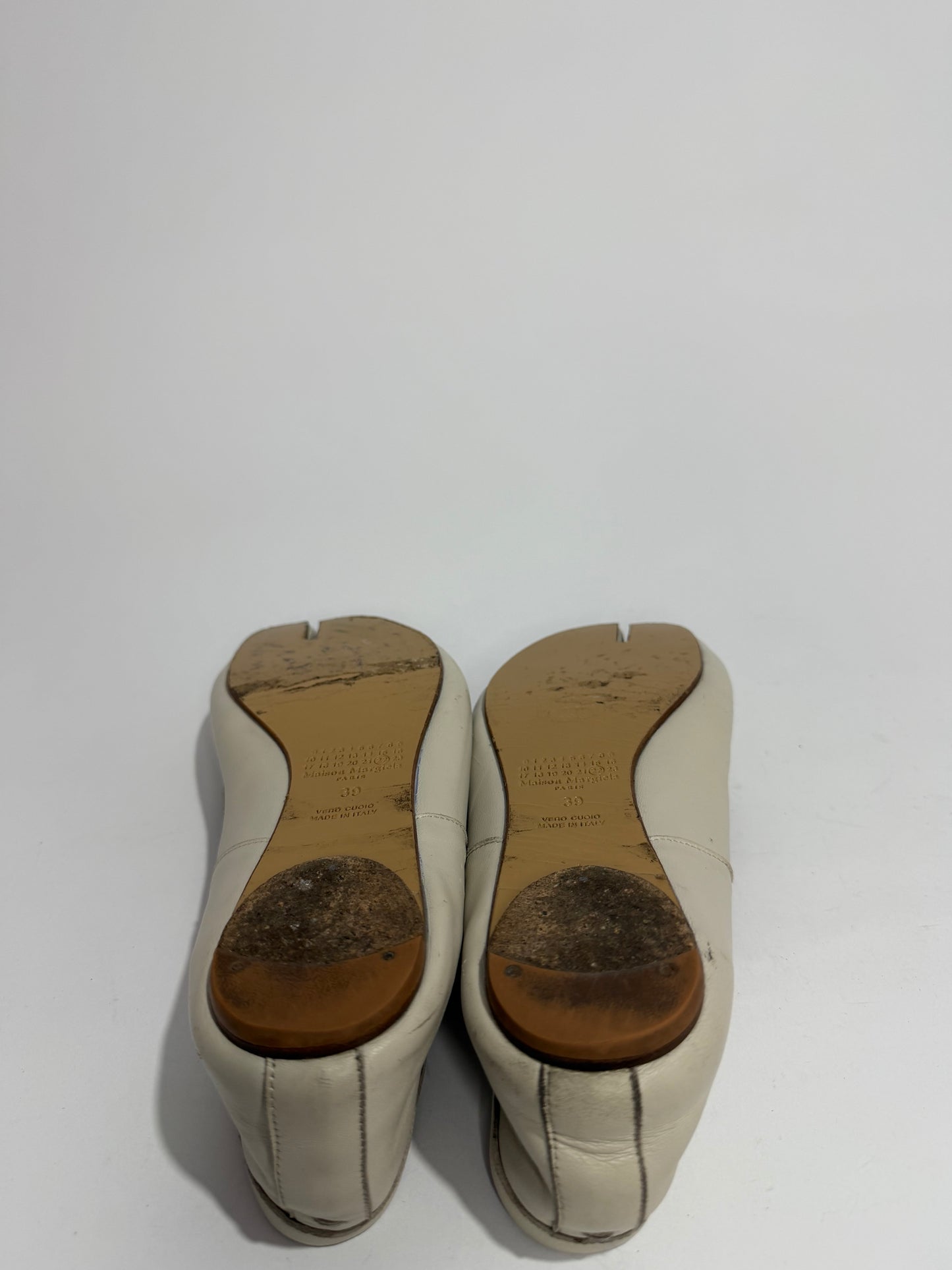 Maison Margiela Tabi Ballet Flats Ivory Leather Split-Toe EU 39