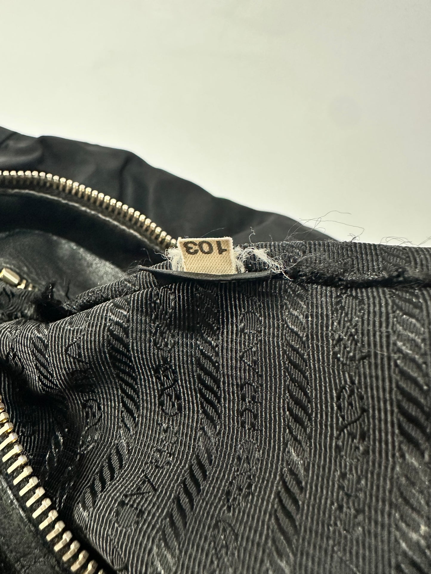 Prada Black Nylon and Leather Zip Shoulder Bag