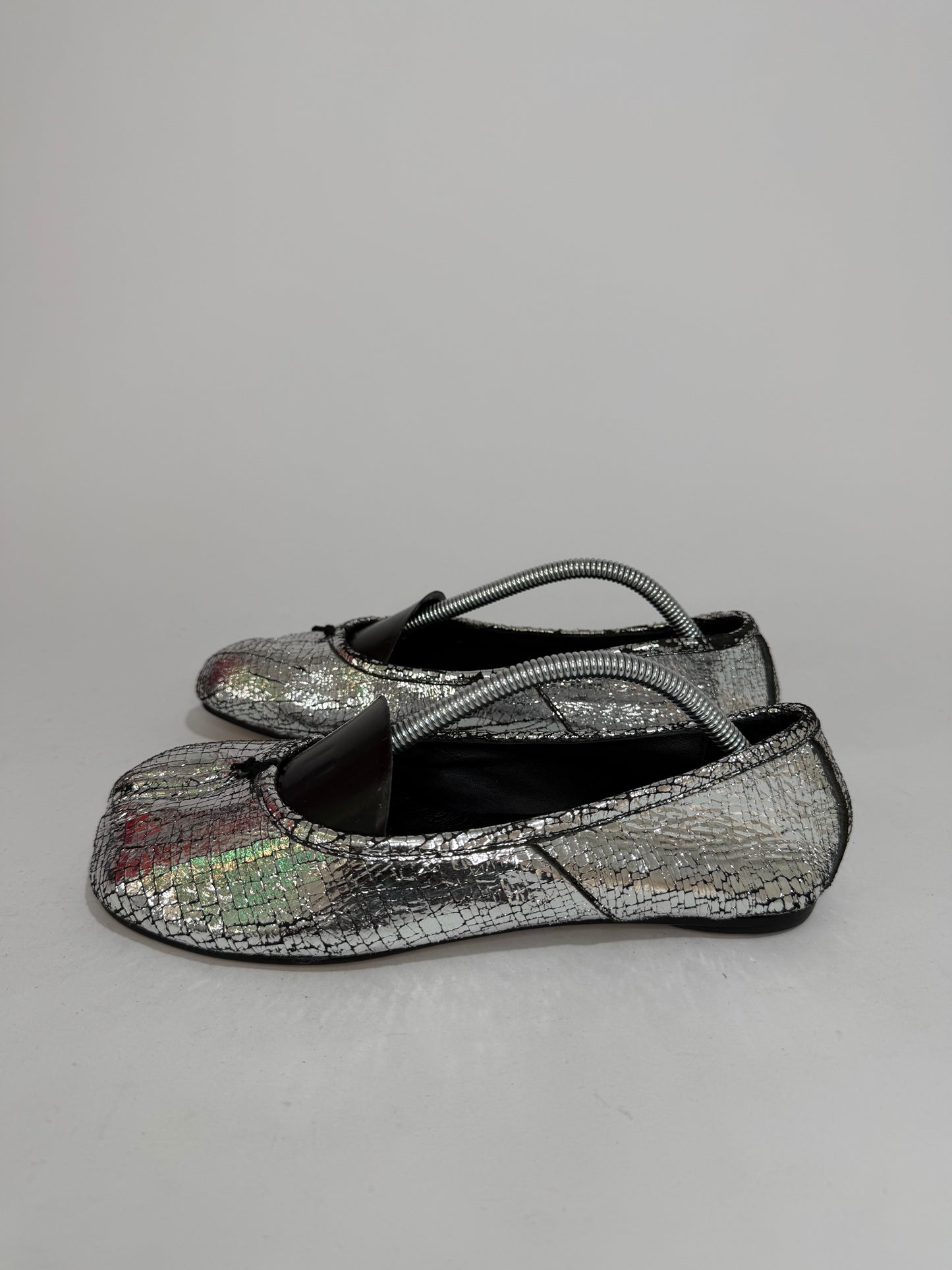Maison Margiela Silver Tabi Mirror Ballerina Flats Size 37 EU/ 7 Us