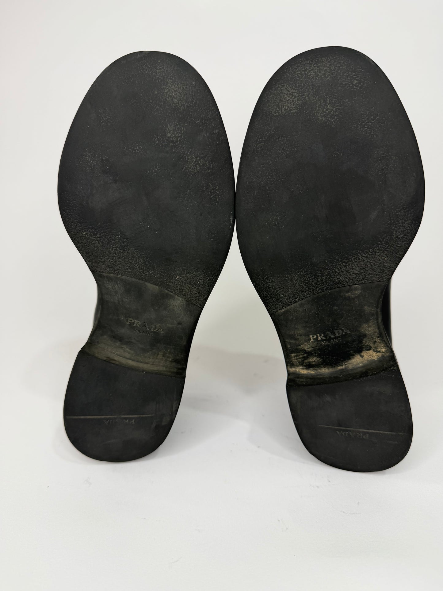 PRADA Vernice Metal Triangle Logo 50mm Loafers Size 35 EU/5 US/ 2UK