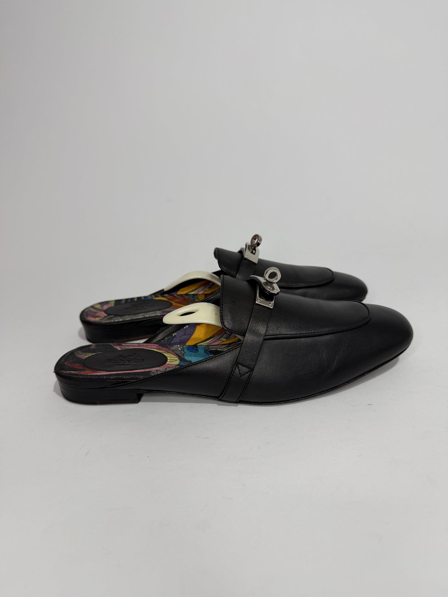 Hermes Black Calf Leather Oz Mule Size 40.5 EU/ 10.5 US/ 7.5 UK