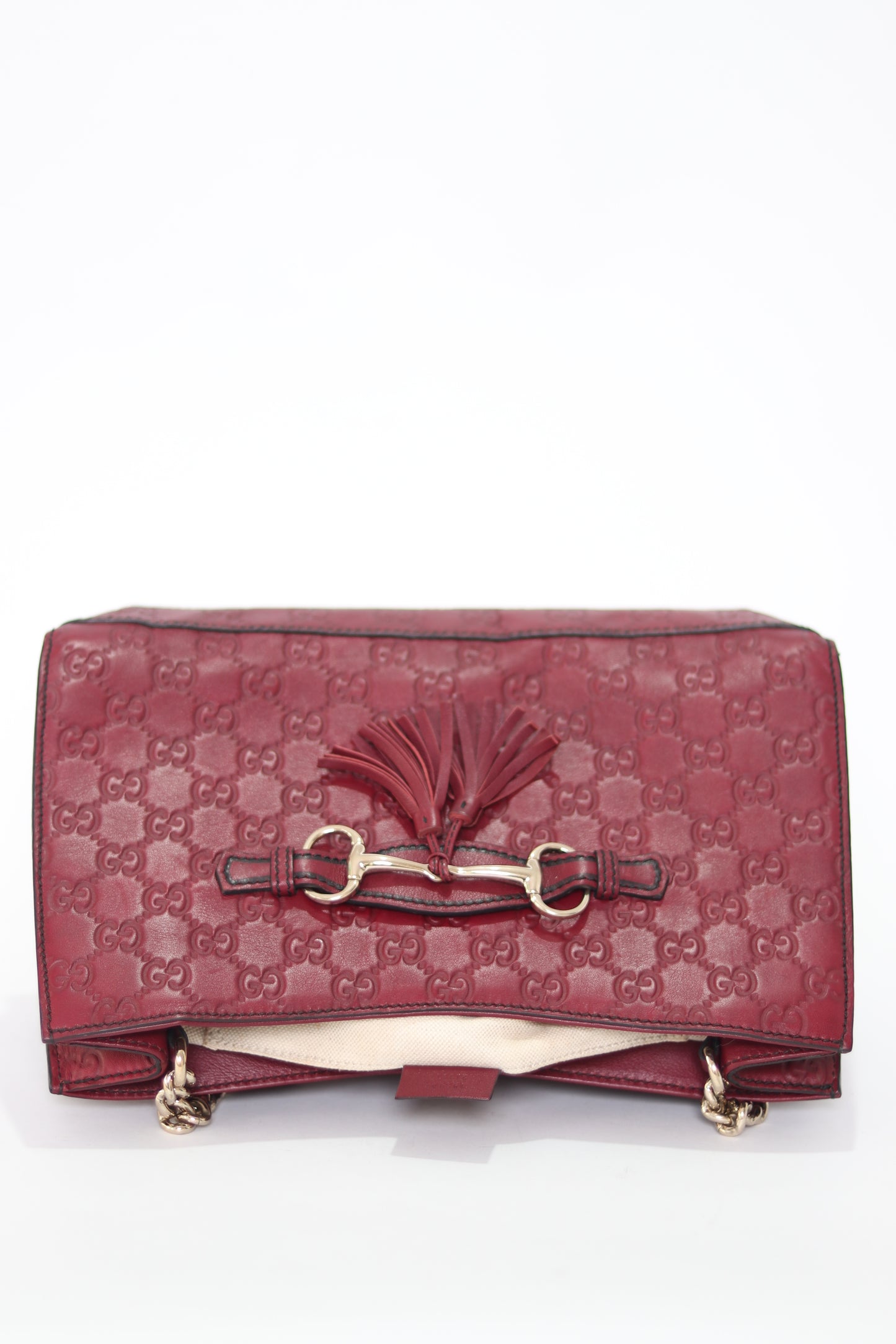 Gucci Dark Red Guccissima Leather Medium Emily Chain Shoulder Bag