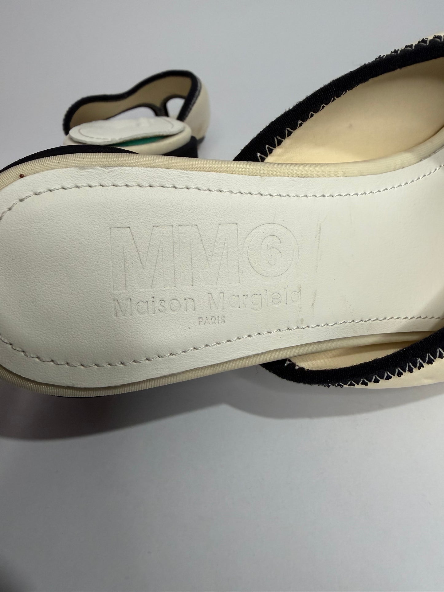 MM6 Maison Margiela cream Scuba Lyrca Heeled Sandals