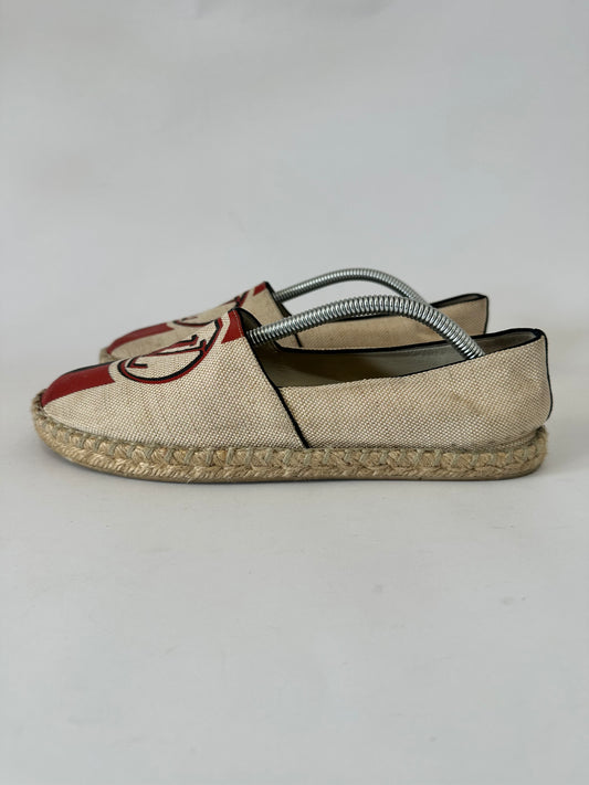 Louis Vuitton Beige Canvas Logo Espadrilles Size 37 EU