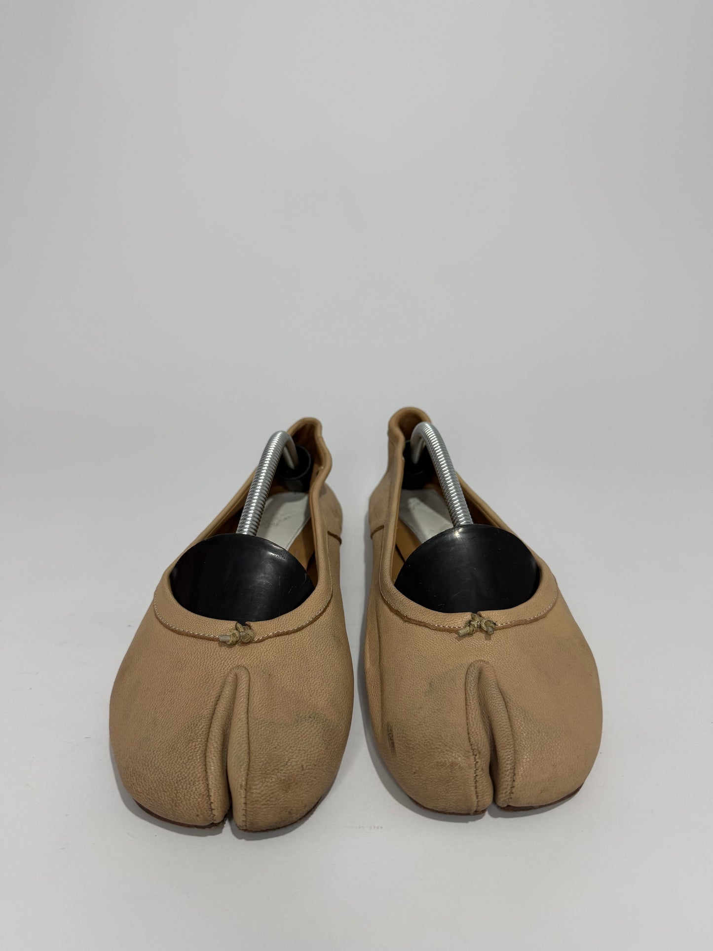 Maison Margiela Tabi Ballet Flats Beige Leather Split-Toe EU 38