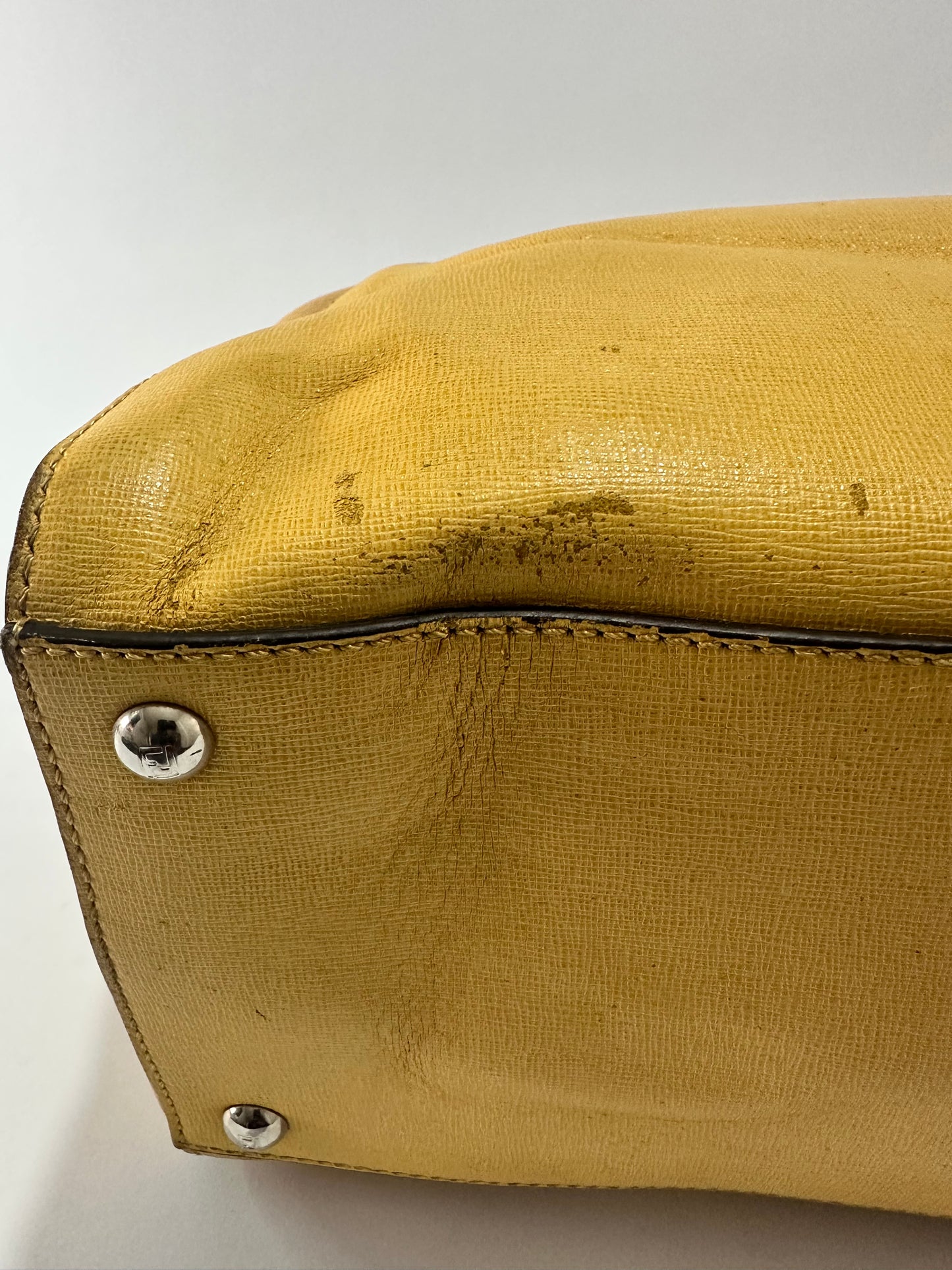 Fendi Yellow Leather Medium 2jours Tote
