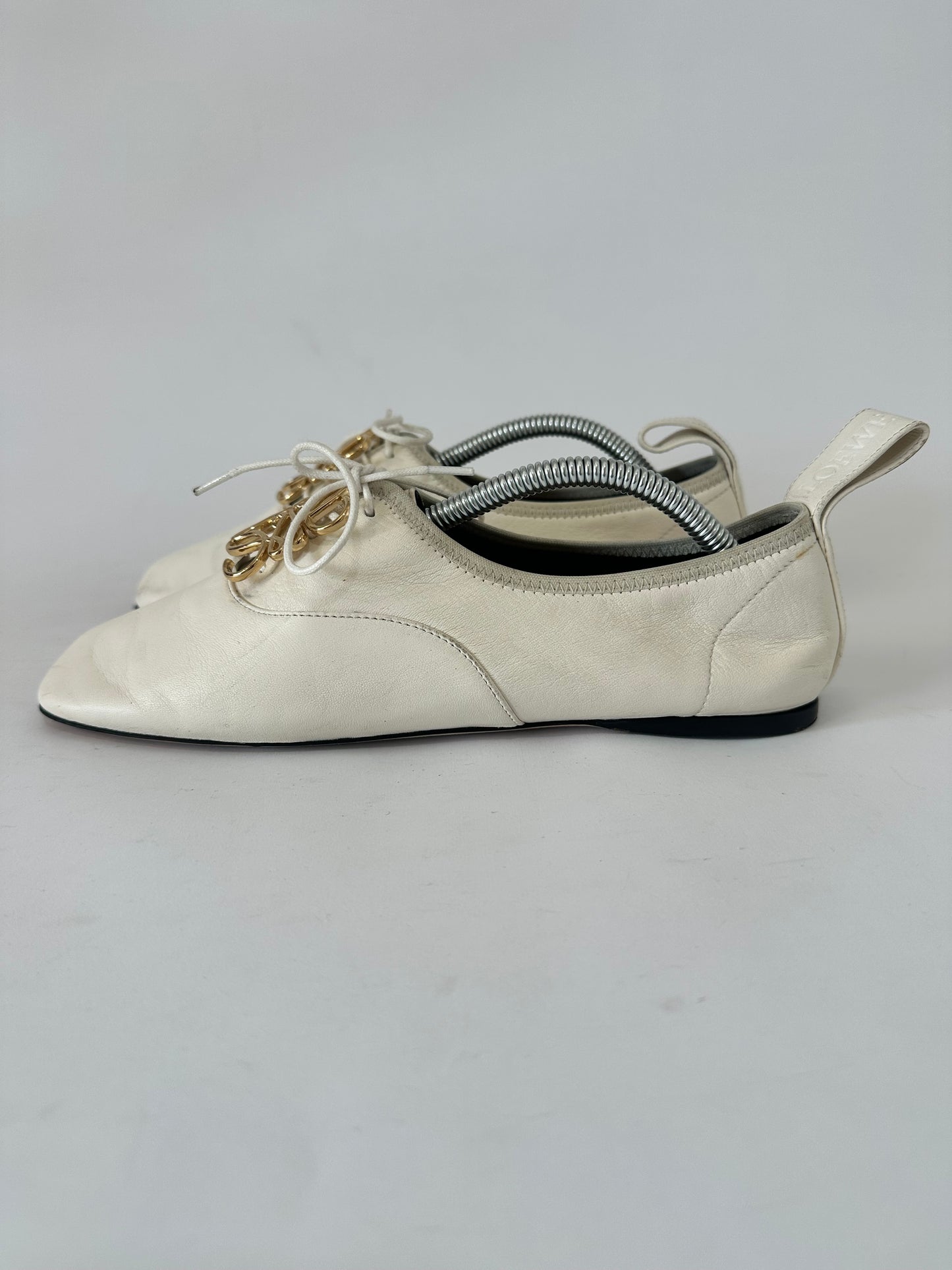 Loewe White Anagram Soft Derbys Size 36 EU