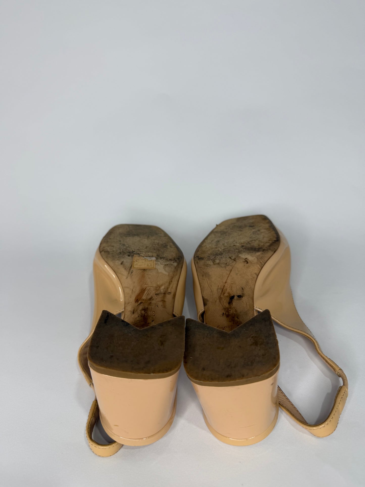 Louis Vuitton Beige Patent Leather Shake Slingback Pumps Size 36.5 EU/ 6.5 US/ 3.5 UK