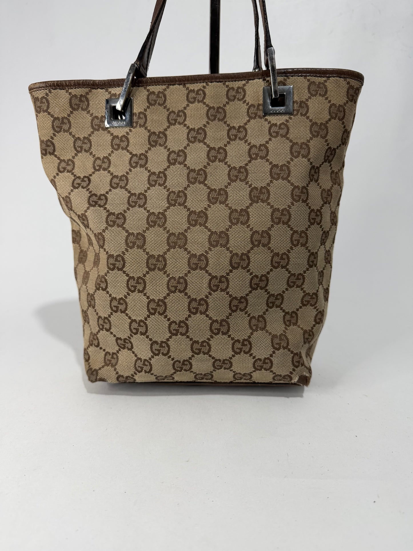 Gucci Beige/Brown GG Canvas and Leather Bucket Tote