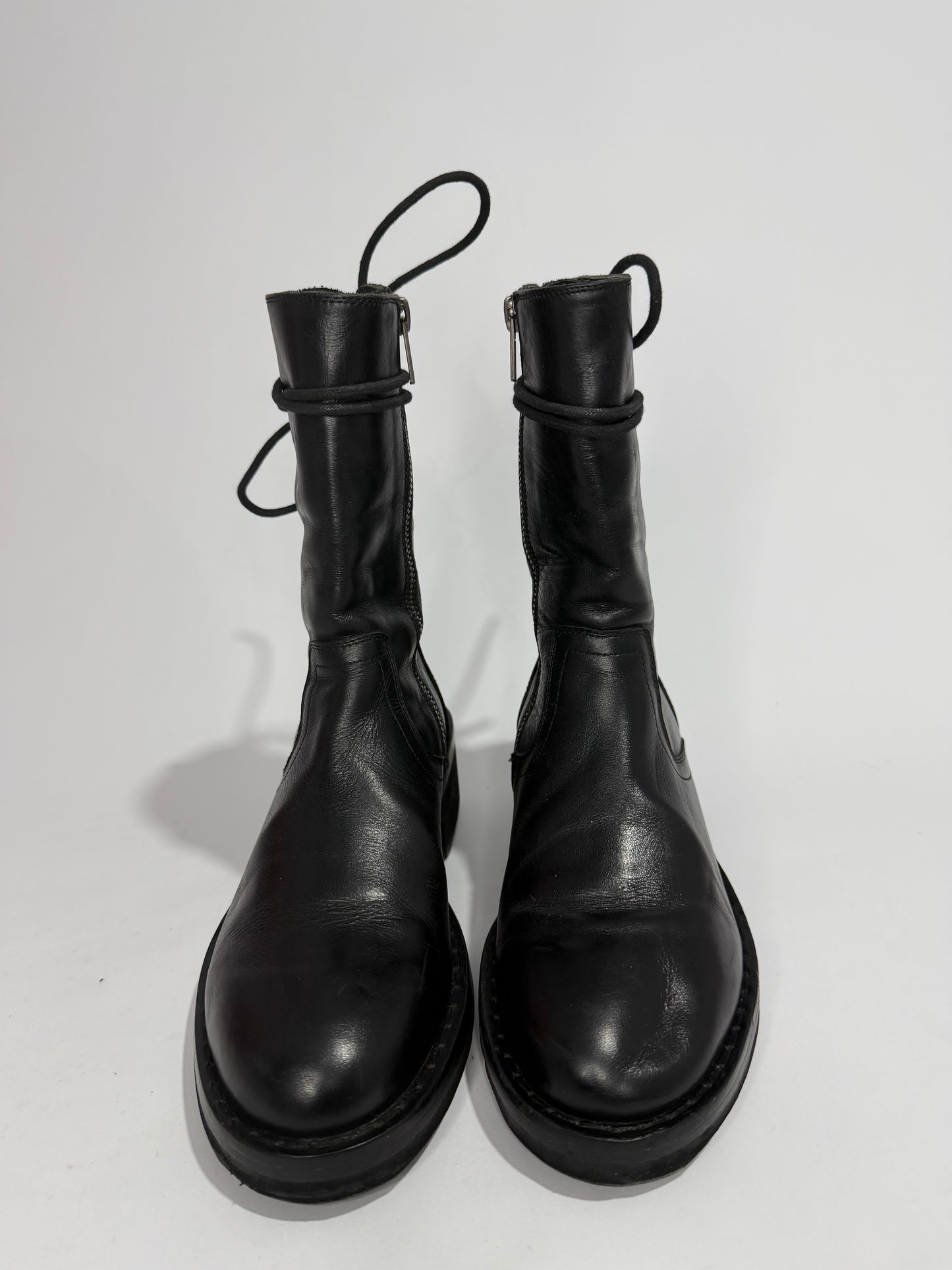 Ann Demeulemeester Black Leather Lace-Up Ankle Boots Size 36 IT/ 6 US