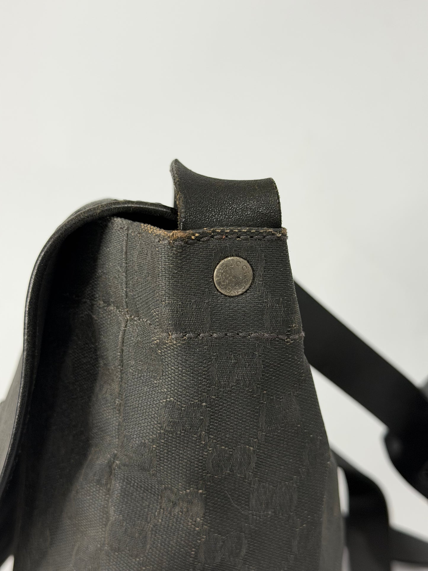 Authentic Gucci GG Canvas Messenger Bag Black