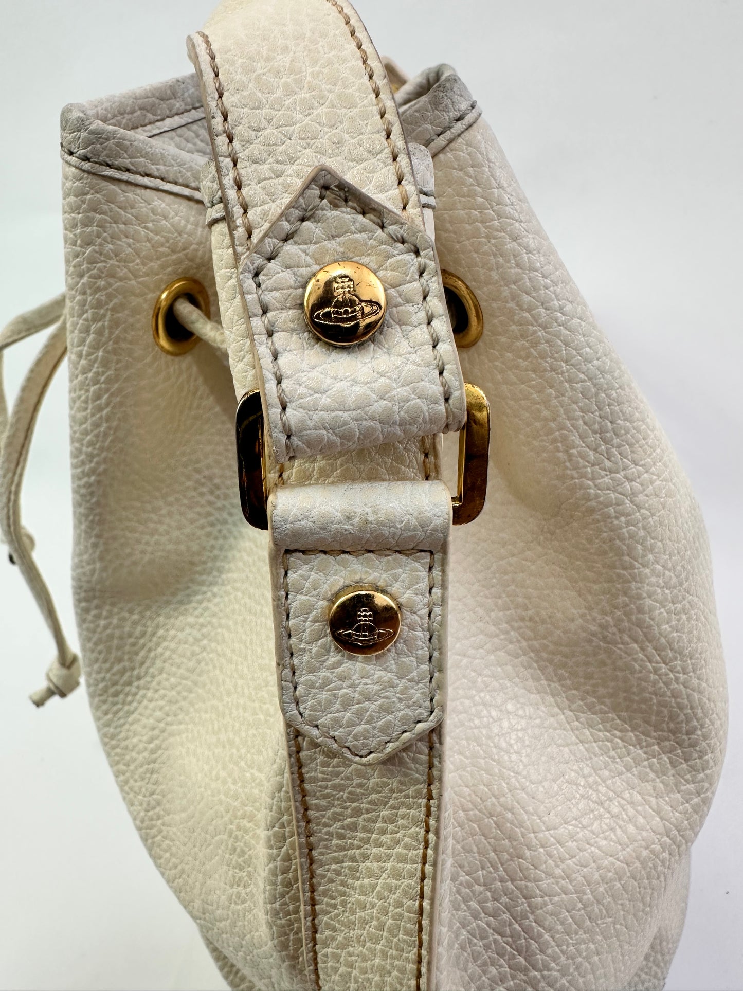 Vivienne Westwood White Leather Bucket Bag