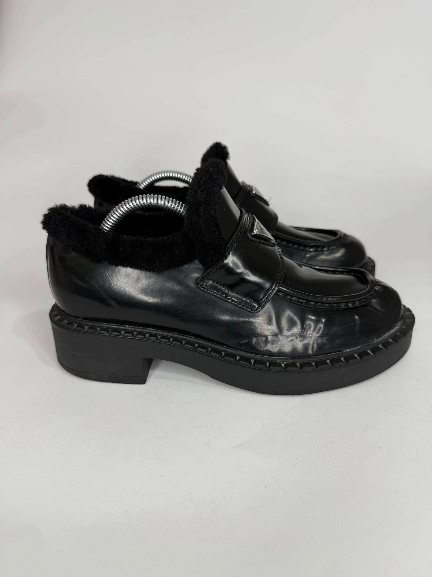 PRADA 
Brushed Leather Loafers Size 37 EU/ 7 US/ 4 UK