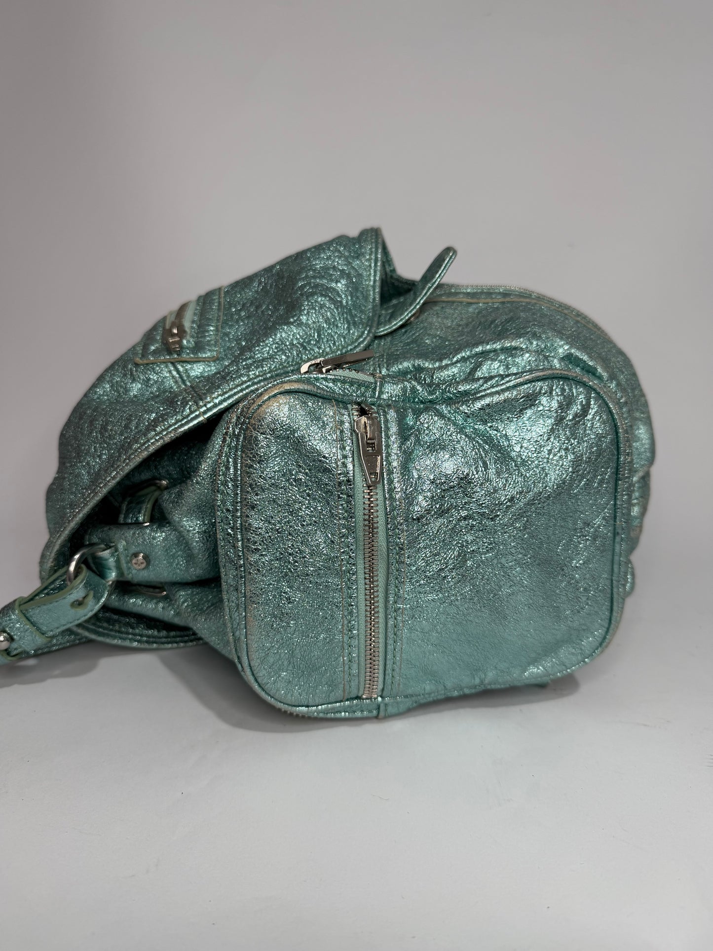 Alexander Wang Metallic Mint Leather Marti Backpack Bag