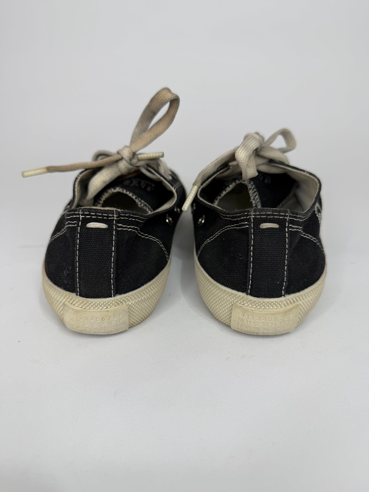Maison Margiela Black Canvas Embroidery Tabi Sneakers Size 37 EU/ 7 US
