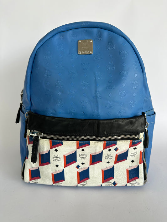 MCM
Calfskin Visetos Diamond Print Backpack Blue