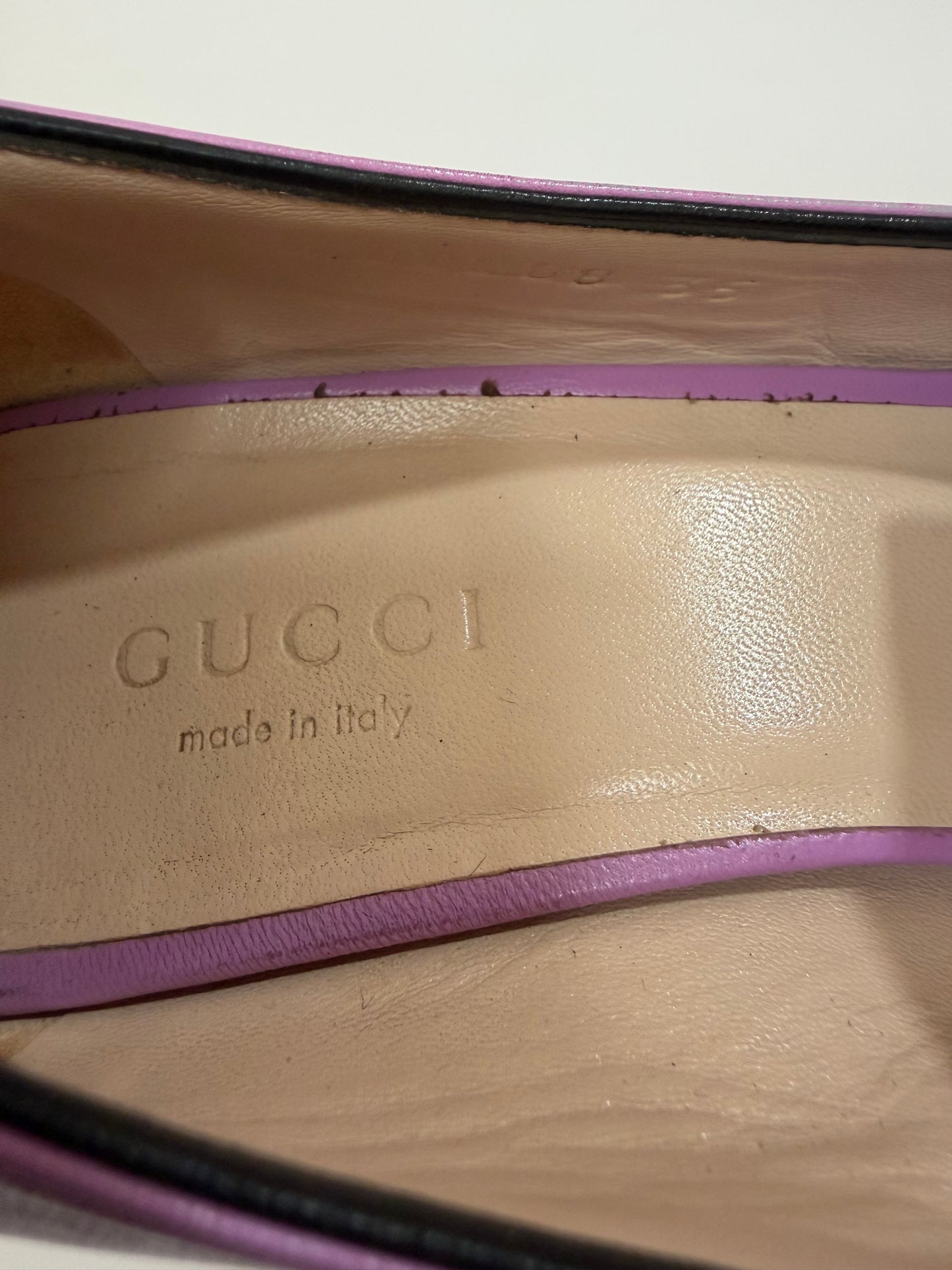 Gucci Lavender Leather GG Marmont Fringe Loafer Pumps Size 35 EU/ 5 US/ 2 UK