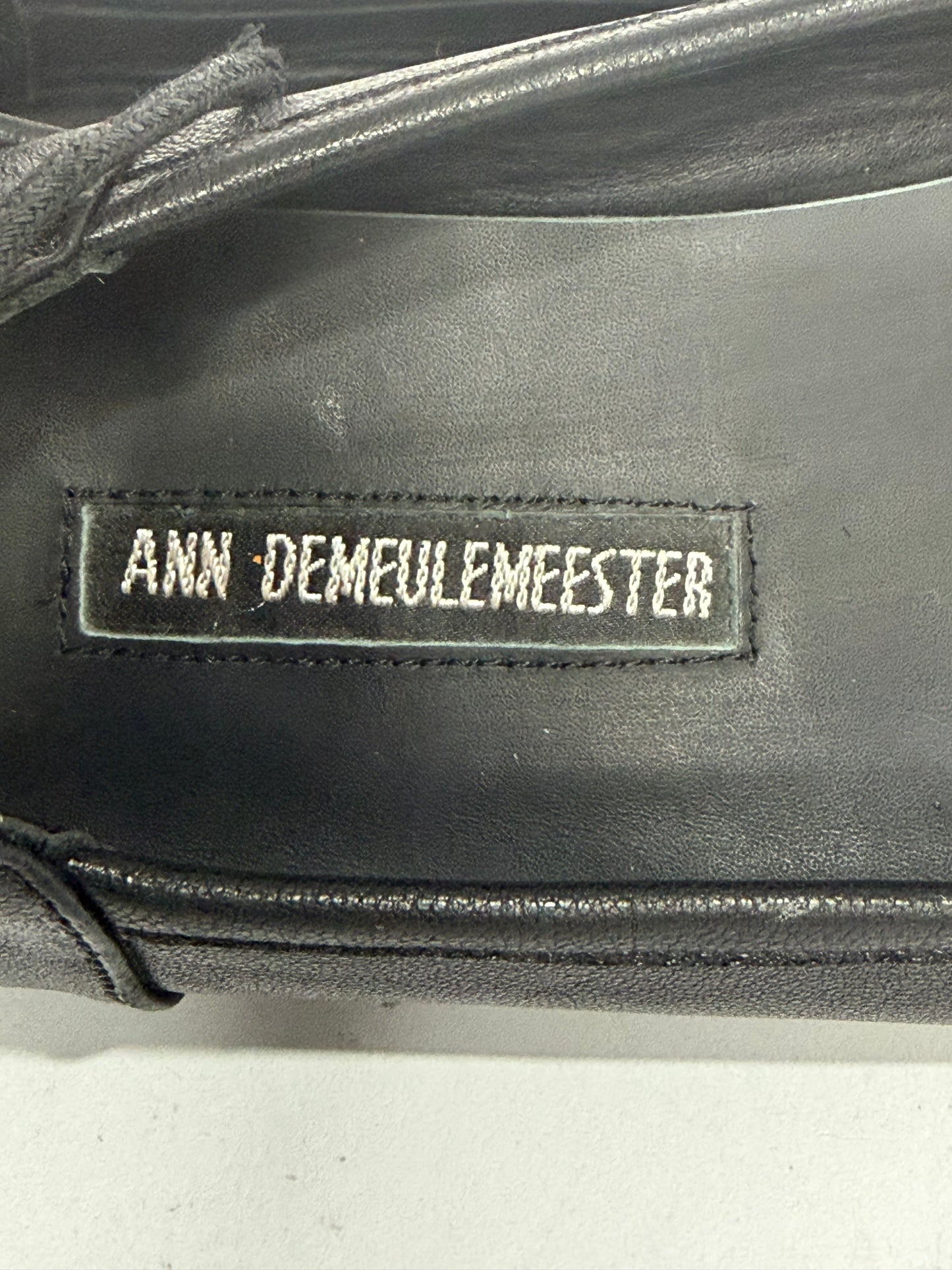 Ann Demeulemeester Black Leather Lace-Up Ballet Flats Ankle Wrap Size EU 37/ 7 US