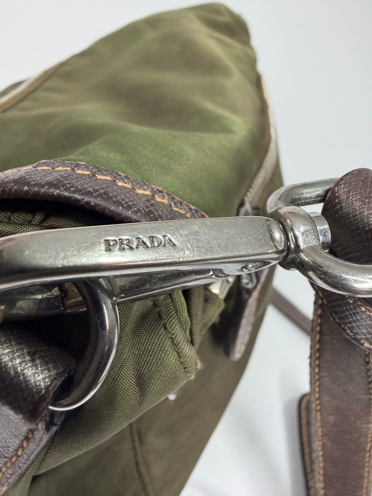 PRADA
Beige Nylon And Leather Medium Messenger Bag