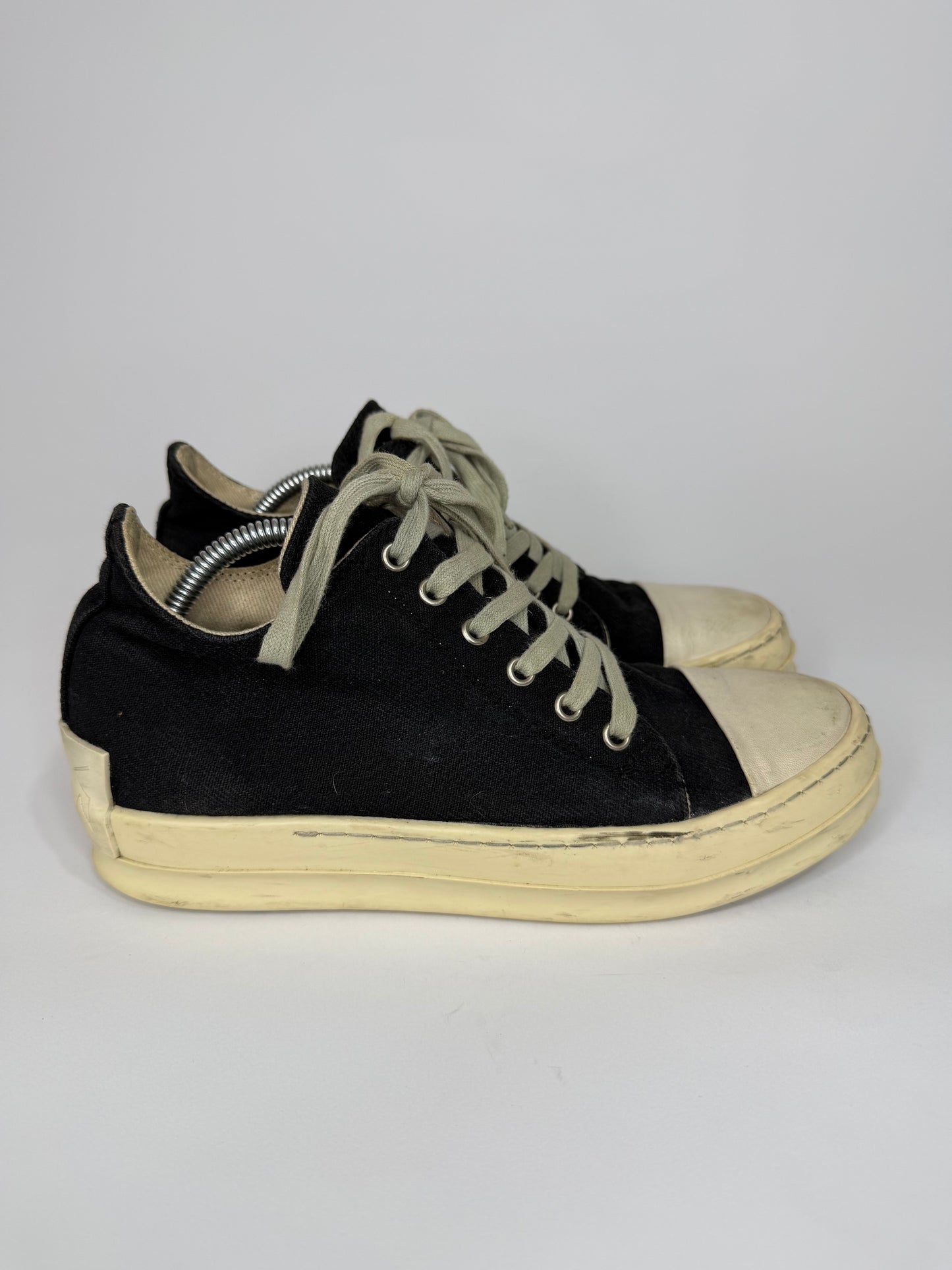 Rick Owens DRKSHDW Black Canvas High-Top Sneakers Size 38