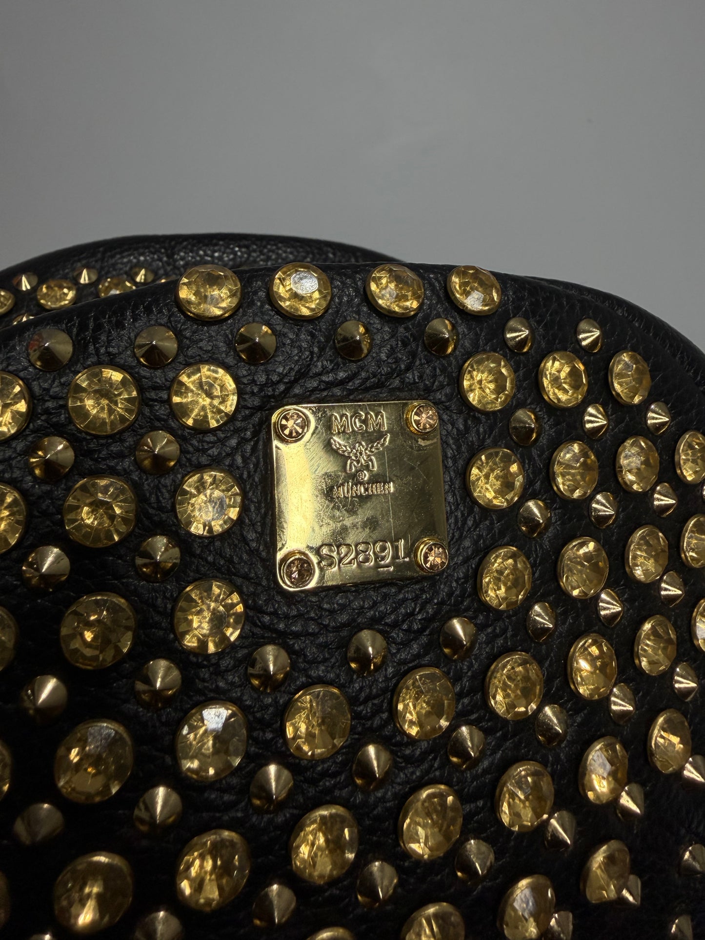 MCM Black Crystal Embellished Leather X Strak Backpack