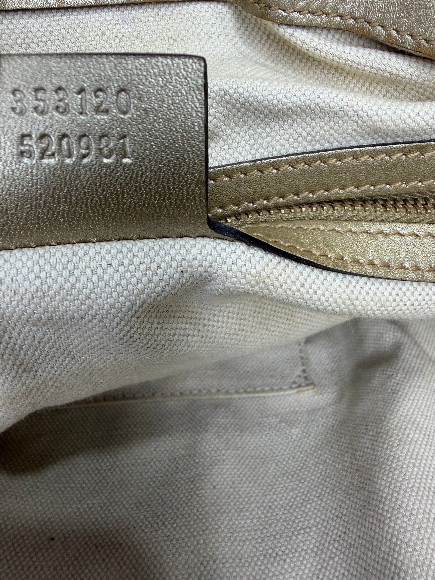 Gucci Gold Guccissima Leather Medium Bree Top Handle Bag