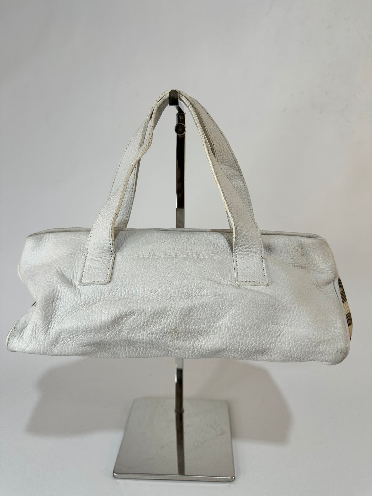 Burberry white Leather Top handle Bag