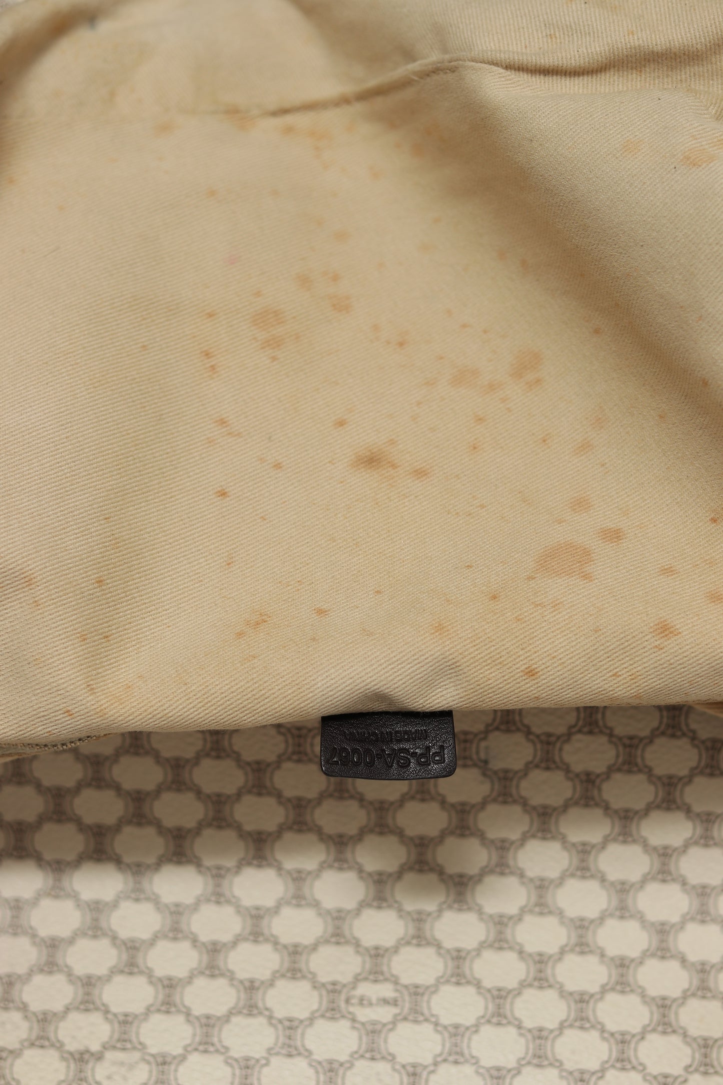 CELINE Macadam Canvas Shoulder Bag PVC White