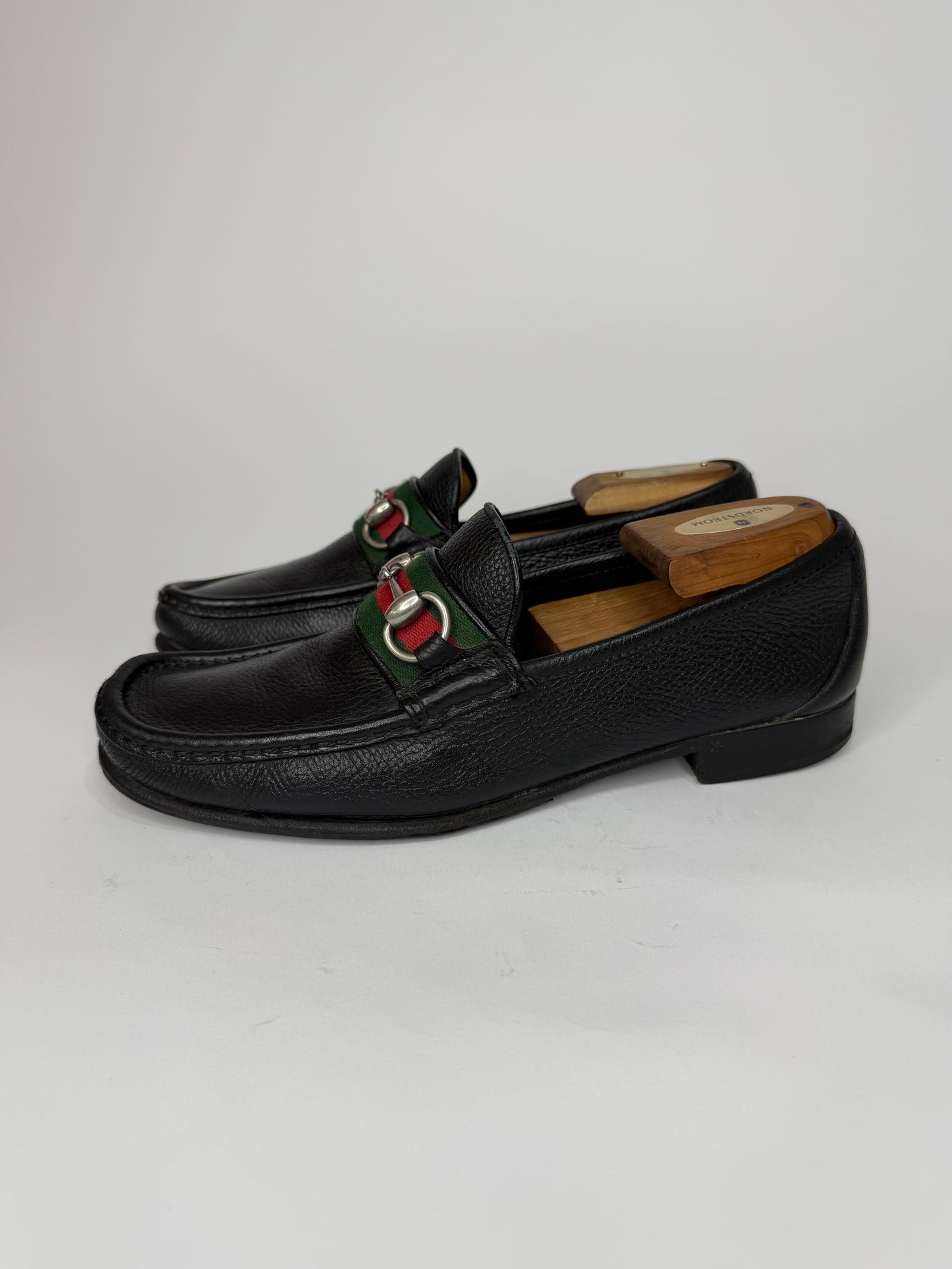 Gucci Black Leather Web Horsebit Loafers Size 7 UK/ 8 US