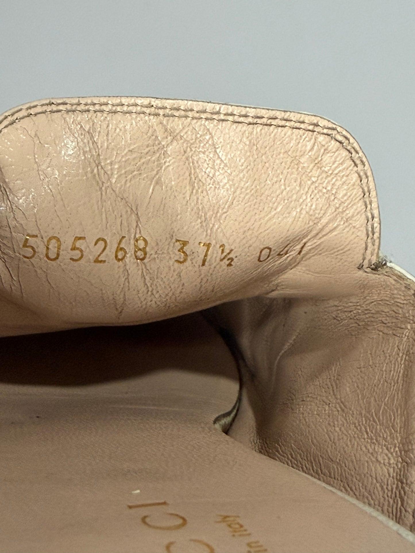 Gucci Cream Leather Bee and Star Embroidered Princetown Flat Mules Size 37.5 EU/ 7.5 US/