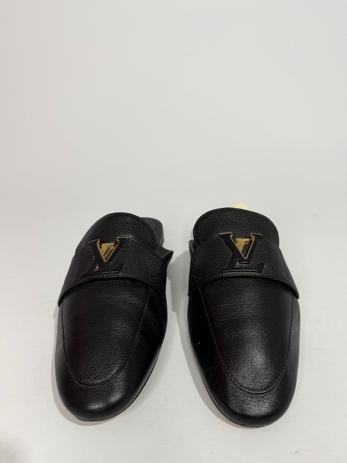 Louis Vuitton Black Leather LV Capri Open Loafer Mules Size 39 EU/ 9 US/ 6 UK