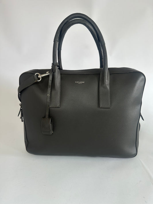 SAINT LAURENT Black Leather Museum Briefcase