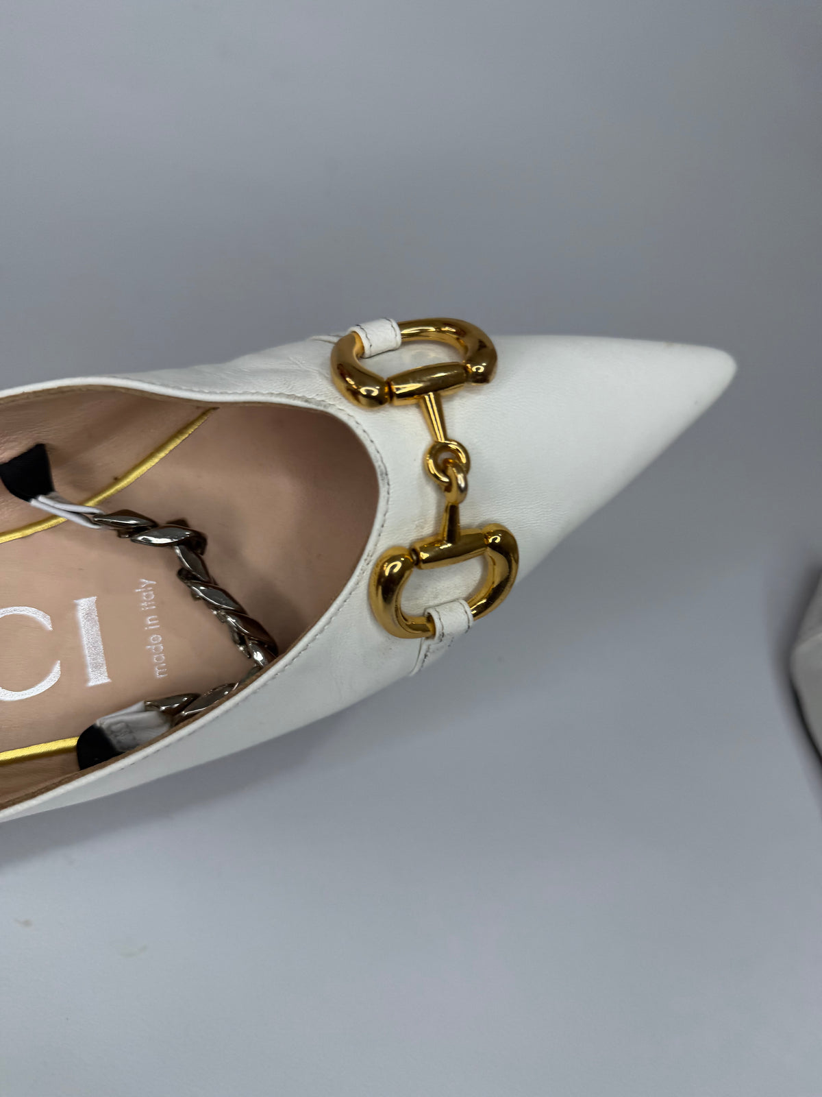 Gucci White Horsebit Ballet Flats Size 38 EU/ 8 US