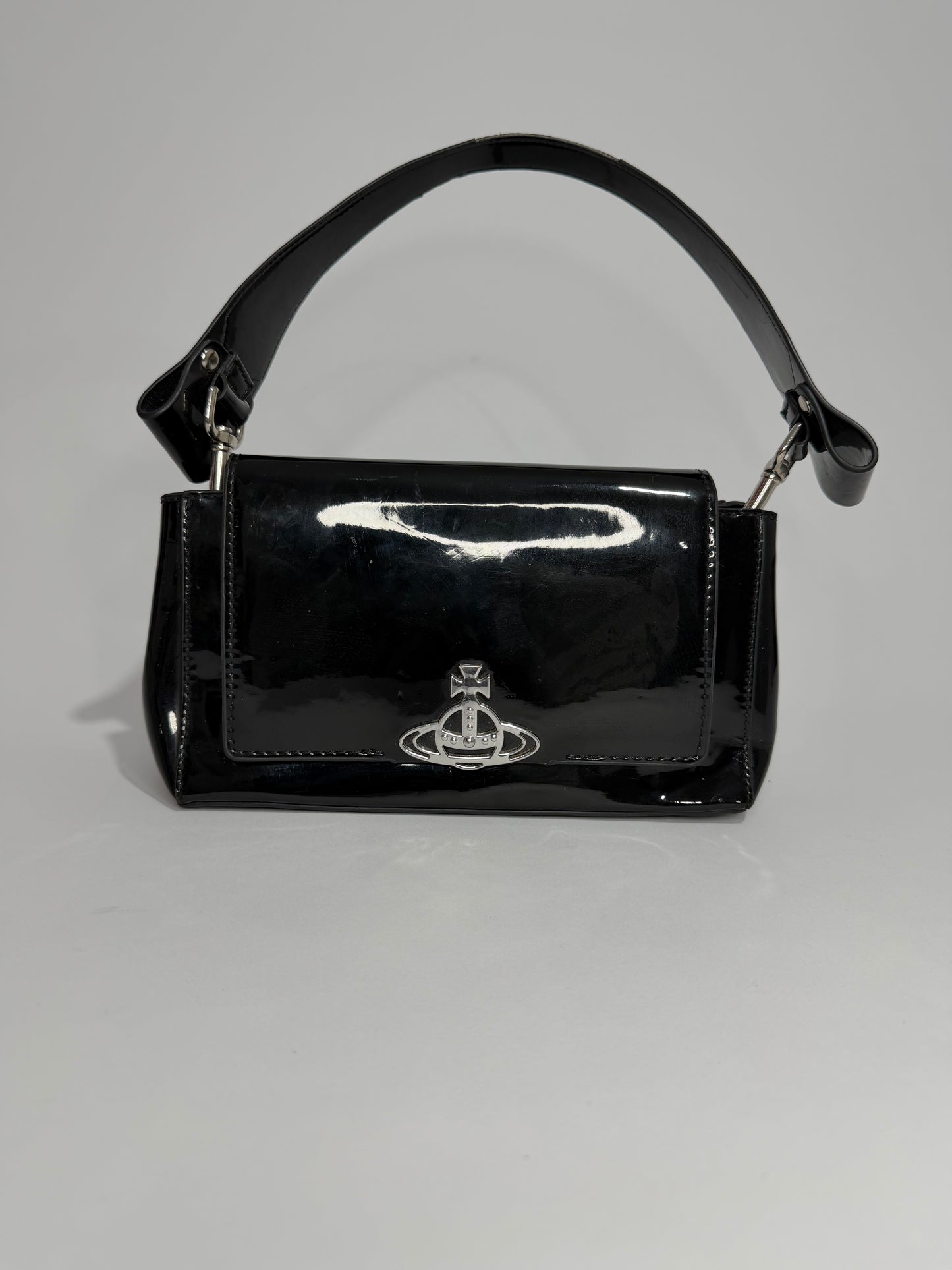 Vivienne Westwood Black Medium Patent Leather Hazel Top-Handle Bag