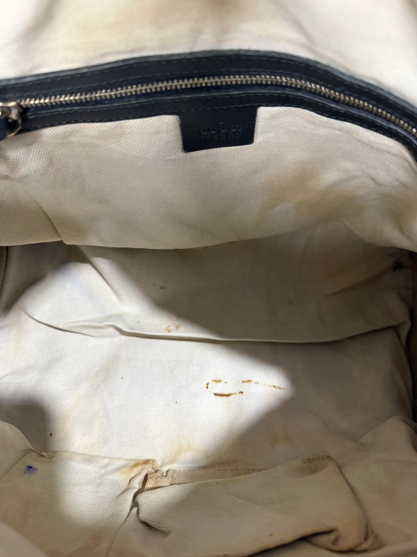 Gucci Black/Beige Diamante Canvas Medium Vintage Web Boston Bag