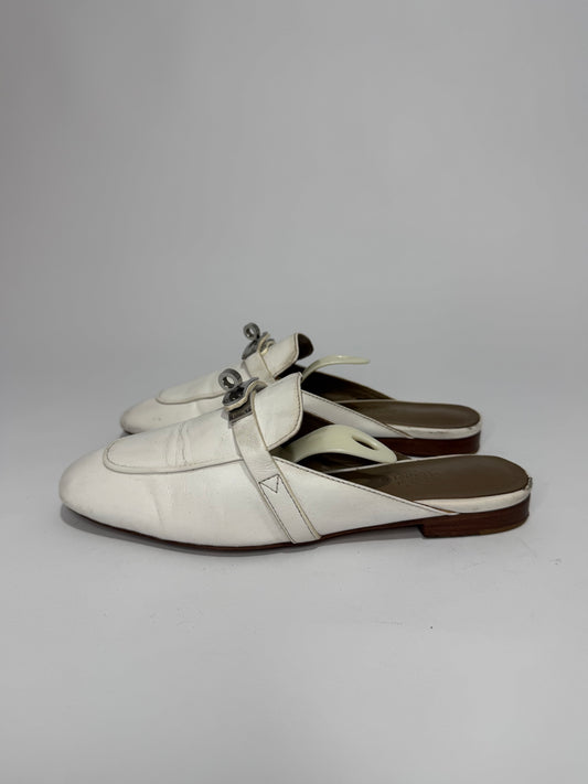 Hermes white Calf Leather Oz Mule Size 38 EU/ 8 US/ 5Uk
