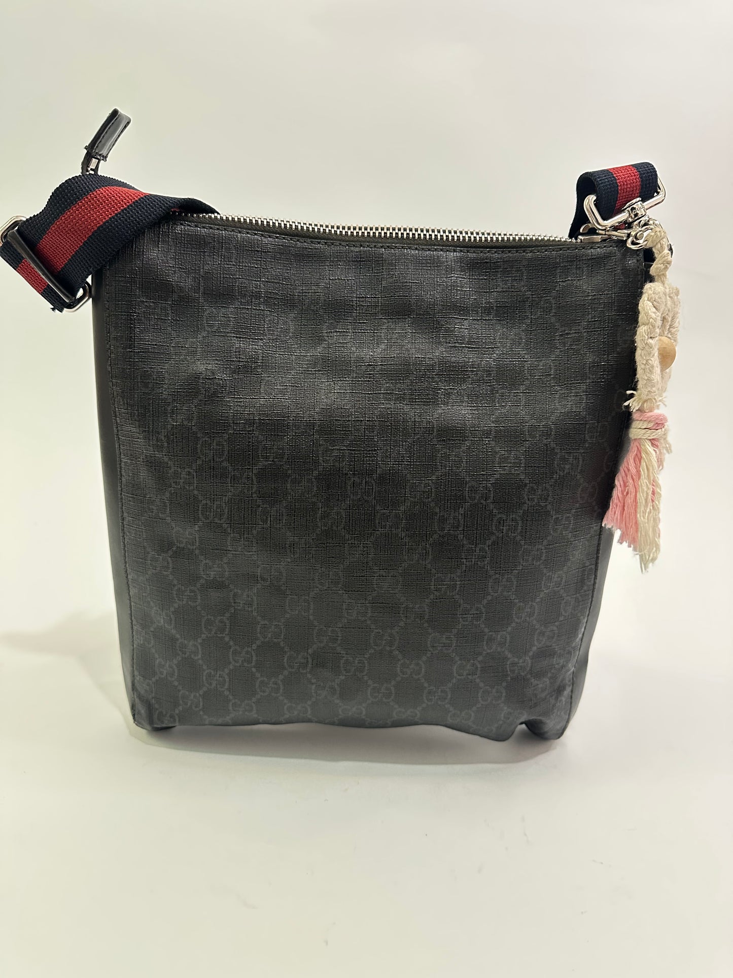 GUCCI GG Supreme Monogram Appia Calfskin Web Messenger Bag