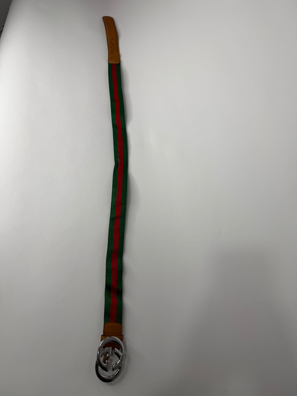 Gucci Brown Leather and Canvas Web Interlocking G Buckle Belt