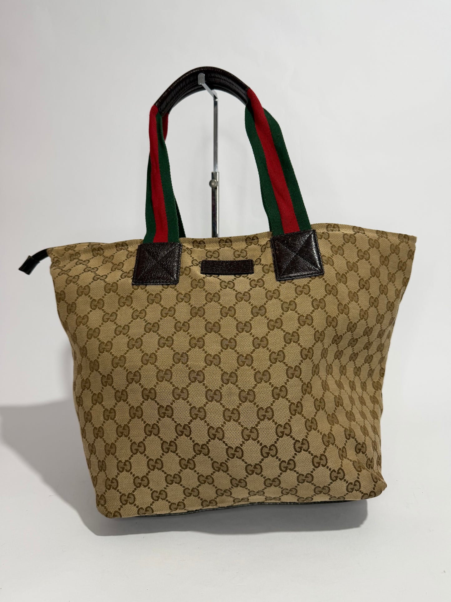 GUCCI GG Monogram Large Web Handle Bucket Tote